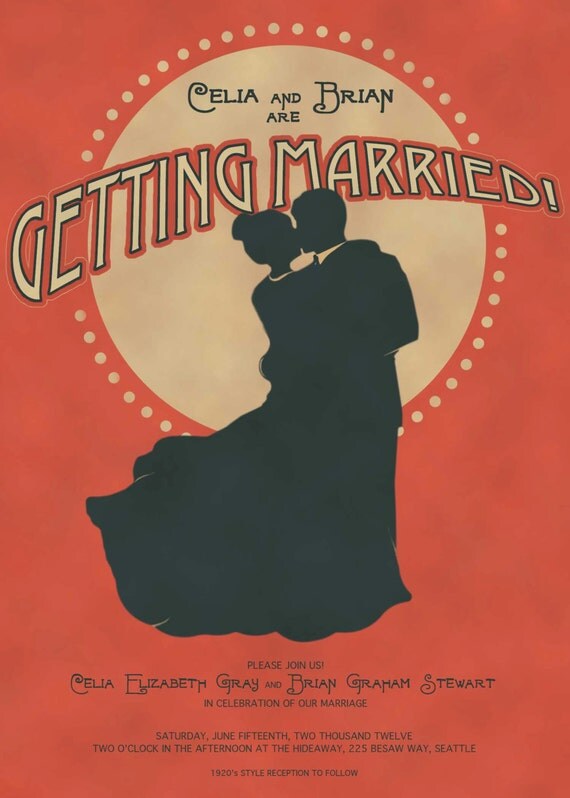 DIY Printable Custom 1920s Wedding Invitation Charleston 5x7 