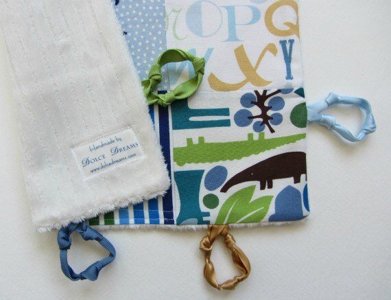 Baby Boy Personalized Lovey with Hand Embroidery and  Knotties by Dolce Dreams