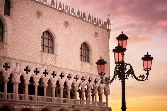 Venice Photo -  Sunrise in Piazza San Marco, Venice, Italy, Lamp Post, Home Decor, Travel Photo, Wall Art