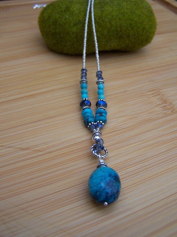 Turquoise Nugget Drop Necklace Preview 3
