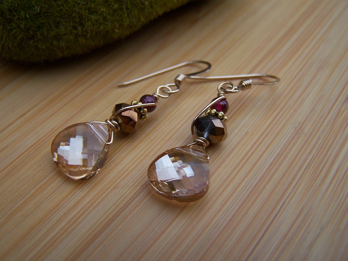 Golden Shadow Swarovski Drop Earrings Preview 3