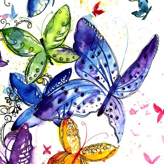 las mariposas...10x10 butterfly reproduction print