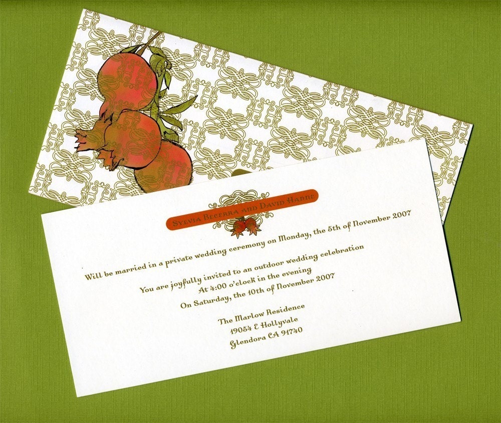 Pomegranate Wedding Invitation From shopkeylimedesign