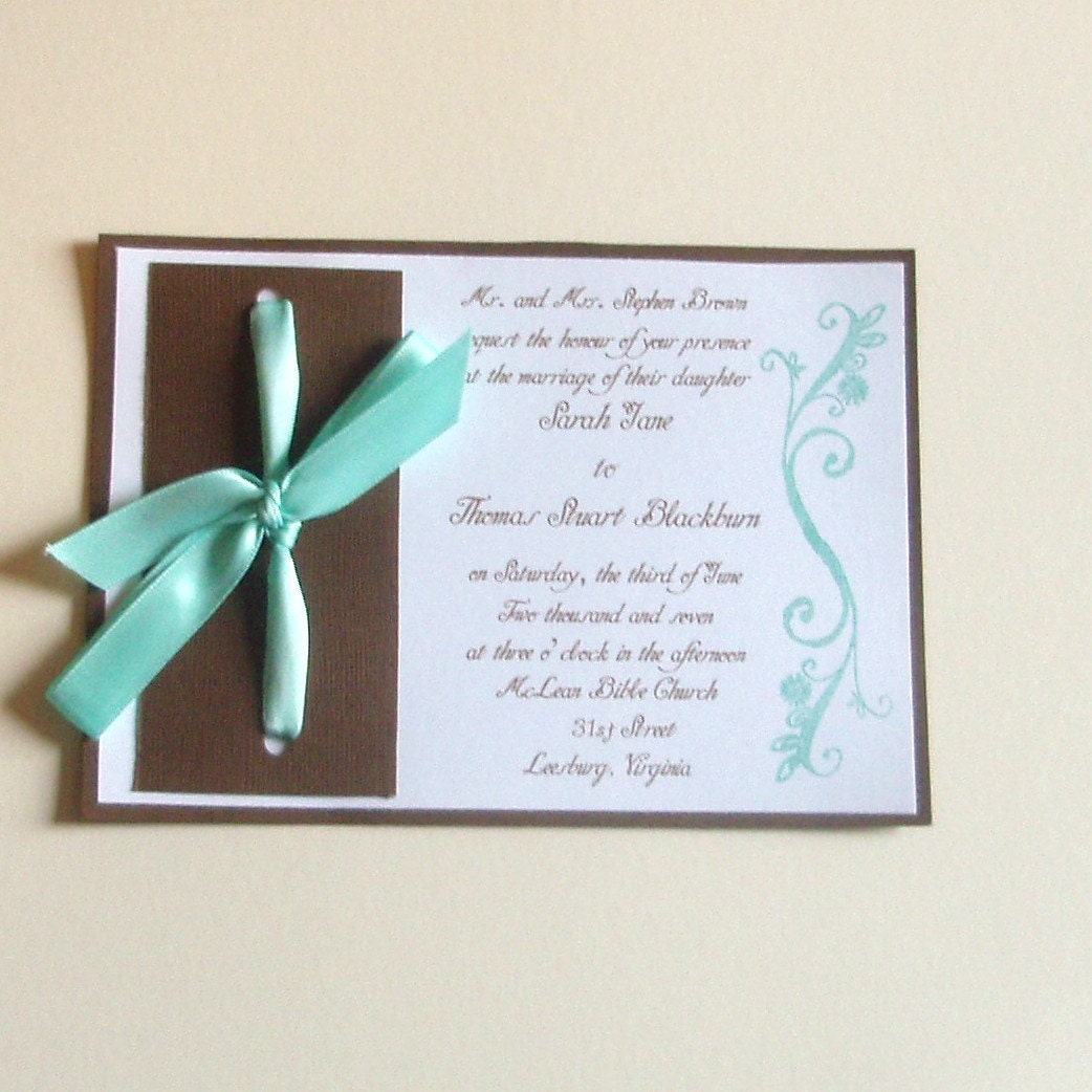 Turquoise and Brown Wedding Invitations SAMPLE From PolkaDotsAndPaisley