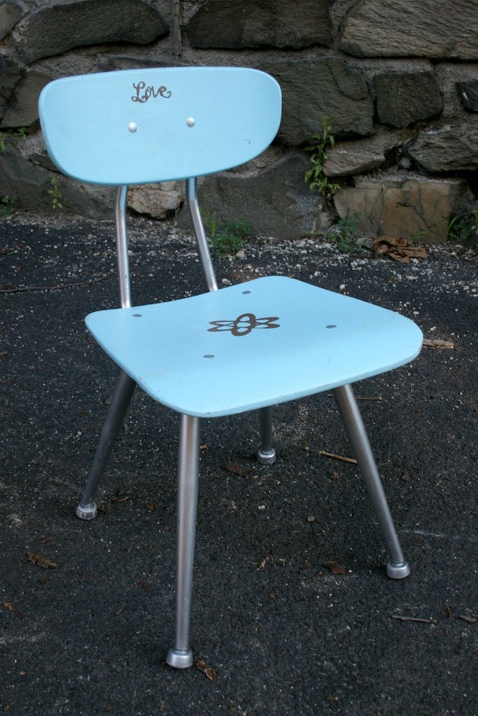 Painted Child's School Chair
