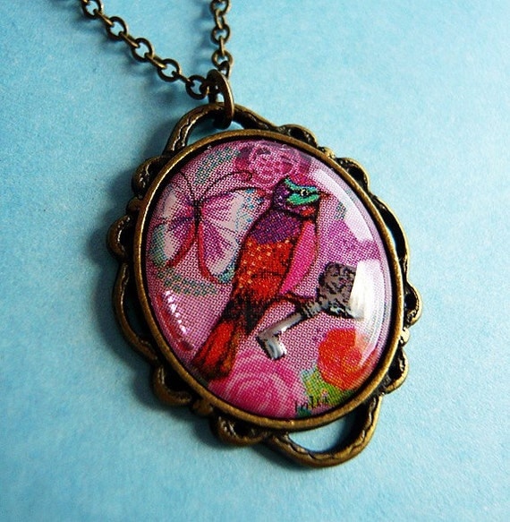 Retro Sparkling Hummingird Necklace by MaruMaru on Etsy from etsy.com