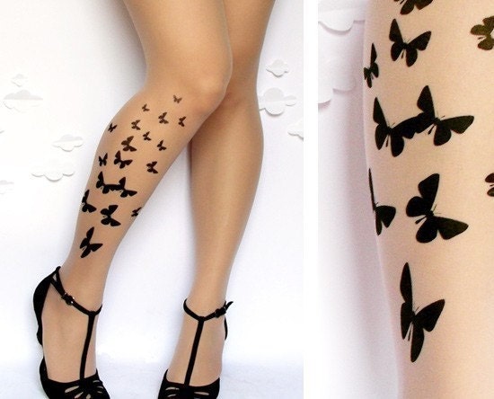 sexy BUTTERFLY TATTOO thighhigh socks ULTRA PALE From tattoosocks