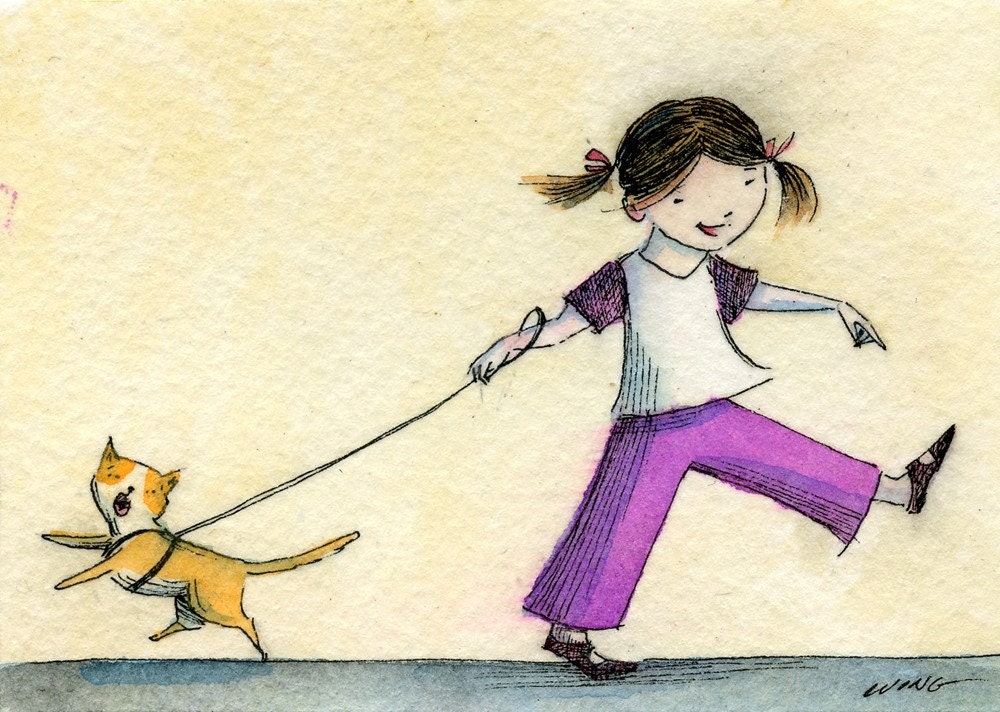 Original ACEO -- Going for a Walk