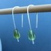 mini modern silver earrings- olivine green teardrop