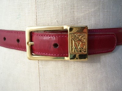 Red Lion--ANNE KLEIN Leather Belt for CALDERON 80s