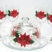 Beautiful Red Poinsettia Hand Painted Christmas Wine Glasses