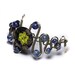 Steampunk Jewelry - Bracelet - Blue Czech Glass Button with yellow center and Blueberry Quartz beads - Limited availability