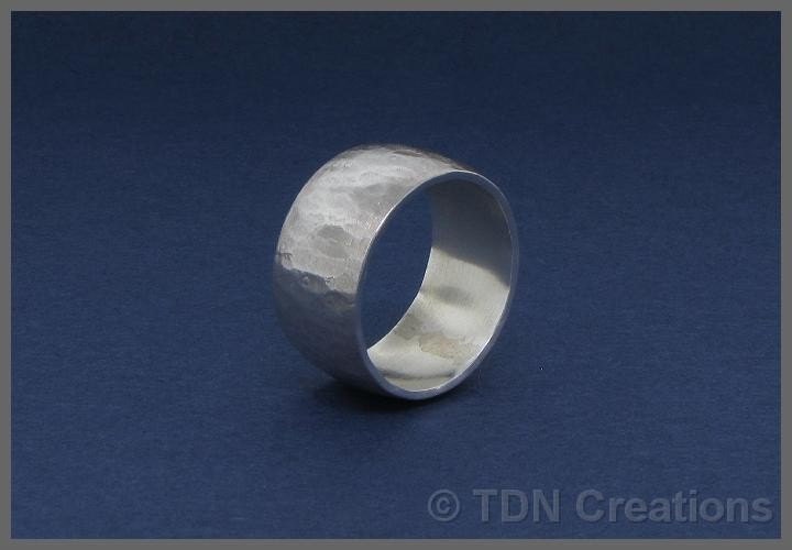 Hammered rounded sterling silver ring