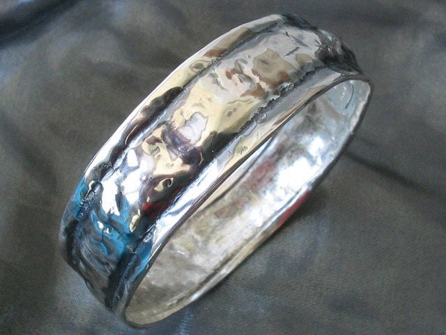hammered silver bangle bracelet ,sterling silver handmade jewelry