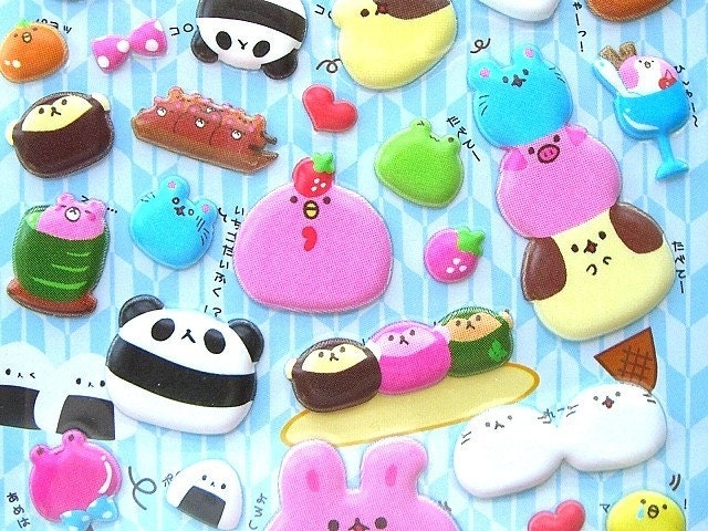 Cute Japanese Stickers L Size - Rolling Animals By Pool Cool (S661)