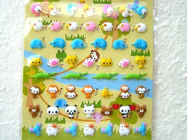 Cute Japanese Stickers - Panda And Bear By Pool Cool (S509)