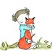 Holdisay Sale -- Nursery Art -- Fox Girl Blue Dark Hair 8x10 -- Art Print