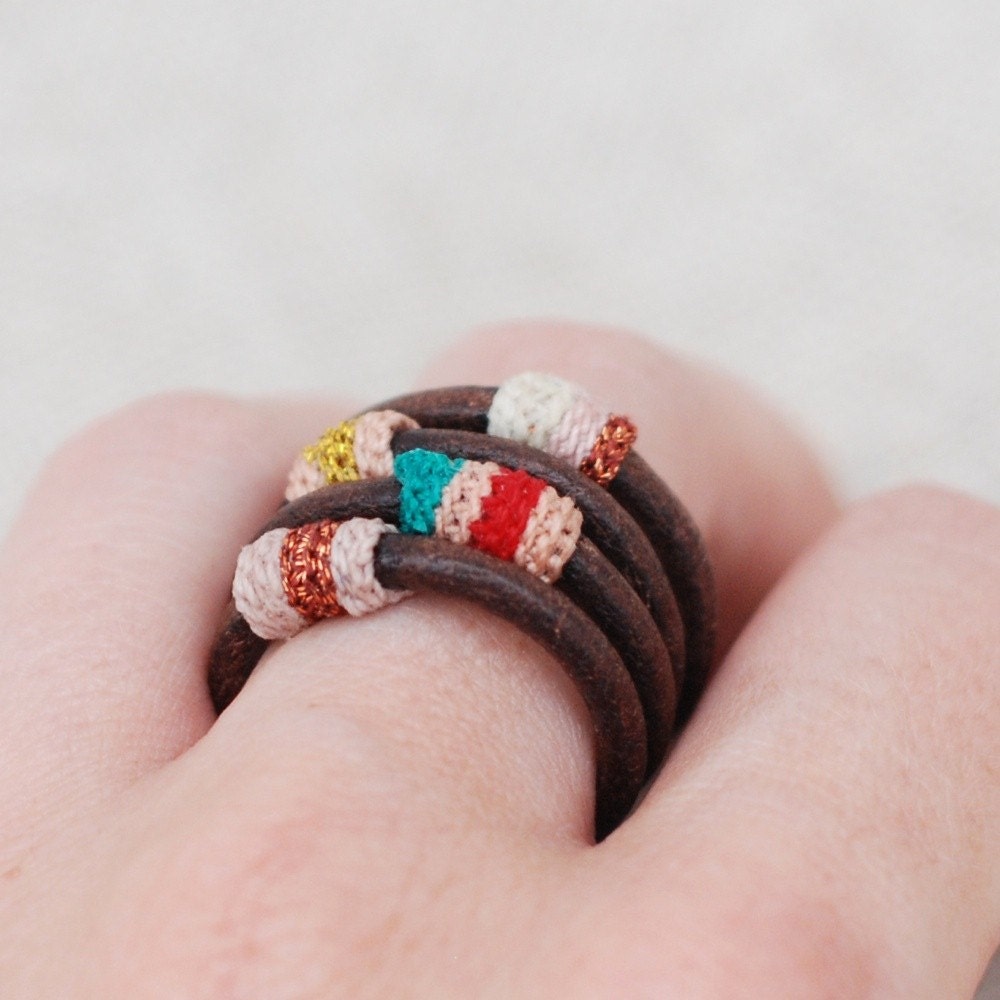 set of 4 leather rings