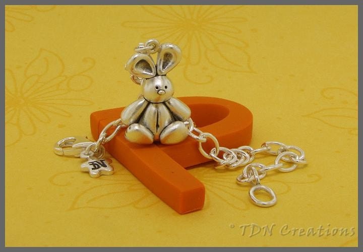 Rabbit bunny sterling silver charm and bracelet