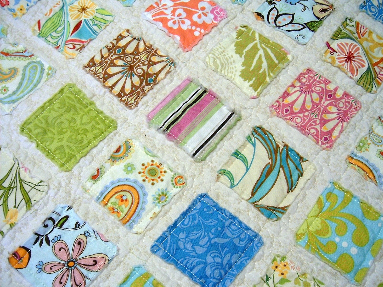 SEA BREEZES Quilt - MODA Nouveau Fabric - Blue Green Shabby Chic - Handmade - SEW FUN QUILTS