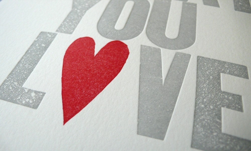 Live What You Love Letterpress Print Special Edition (Gray with red heart)