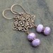 Antique Copper Amethyst Filigree Set, Amethyst Picasso Glass, Floral Filigree... Lavender & Lace