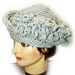 Womens Crochet Hat - Church Hat With Fringes in Gray Acrylic Yarn Can Customize For Plus Size Spring Fashion