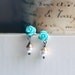 Turquoise Petite Rose Earrings - White Pearl  and sterling silver