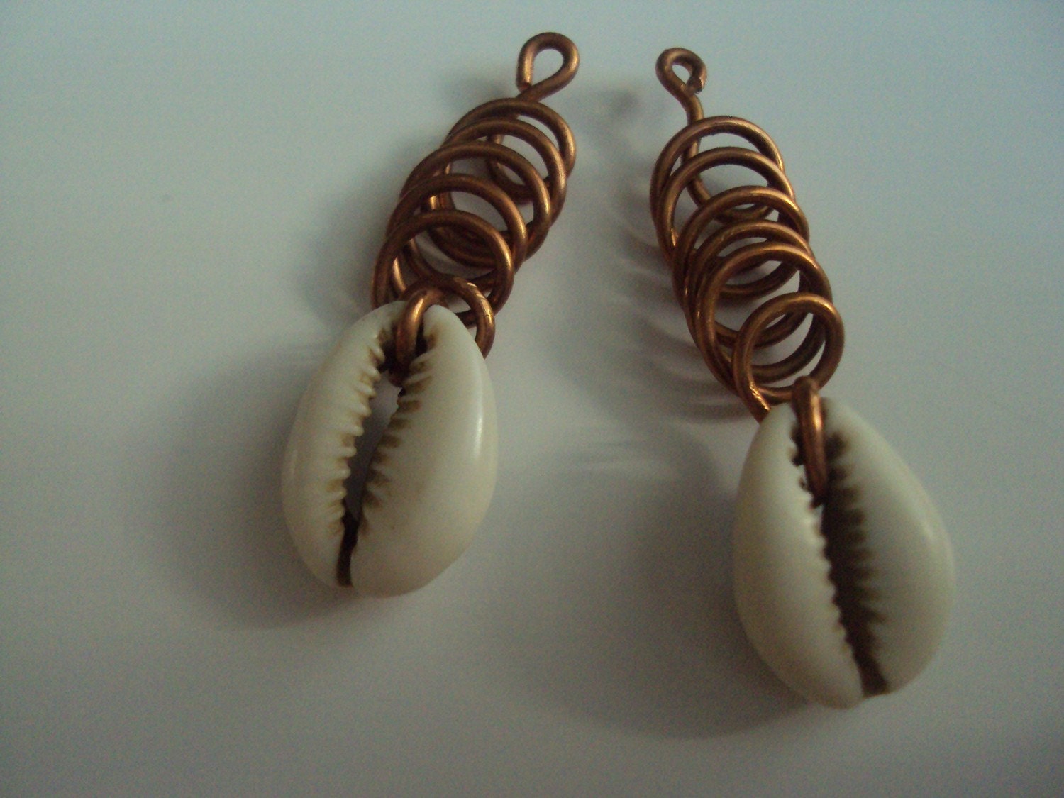 Cowrie Shell Copper Coiled Earrings