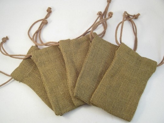 Jute Drawstring Bags - Moss