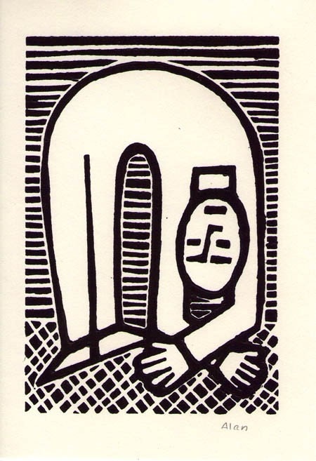 Bendy. Linocut