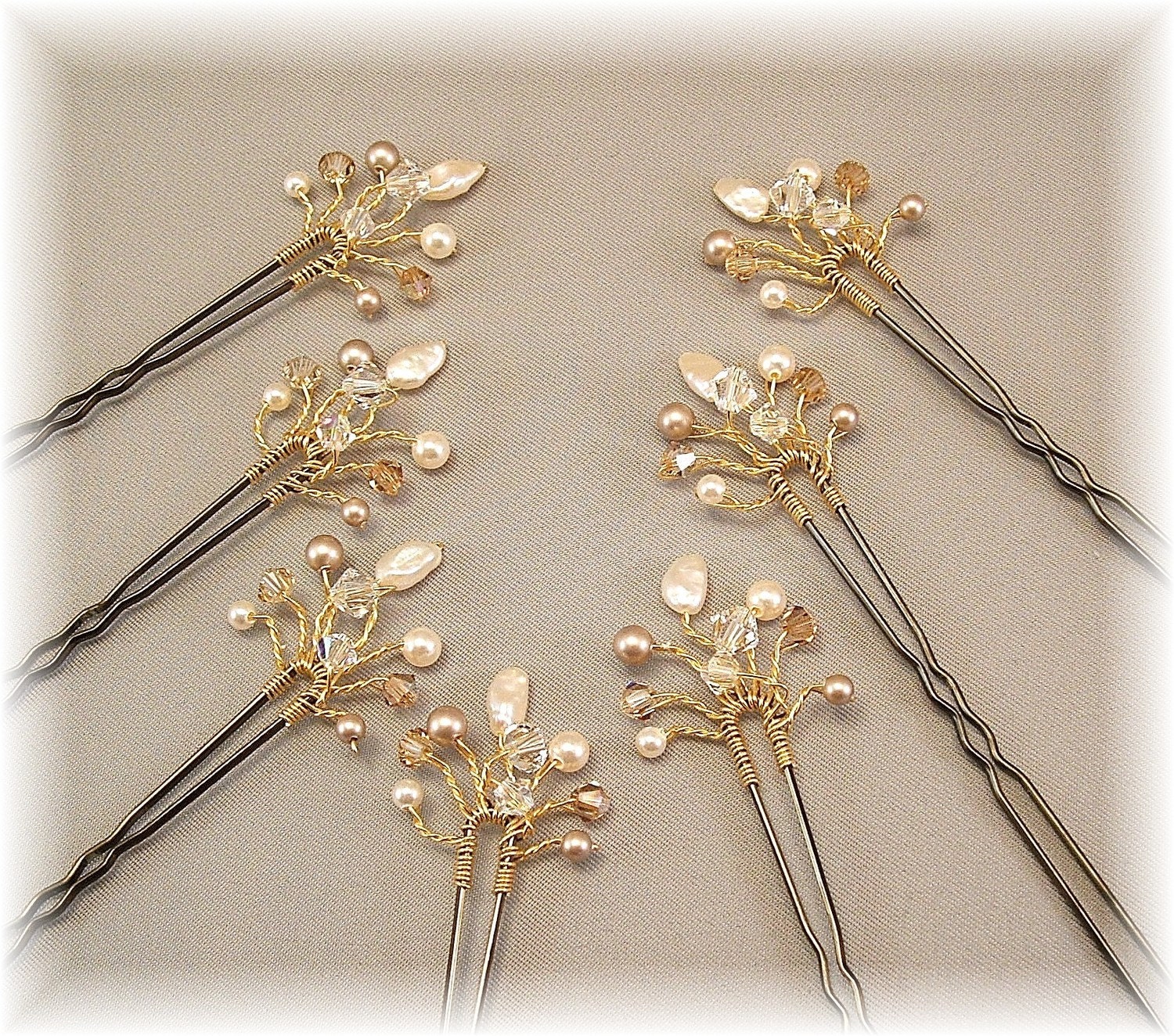 Wedding Hair Accessories Bridal Hair Pins Golden by Handwired from etsy.com
