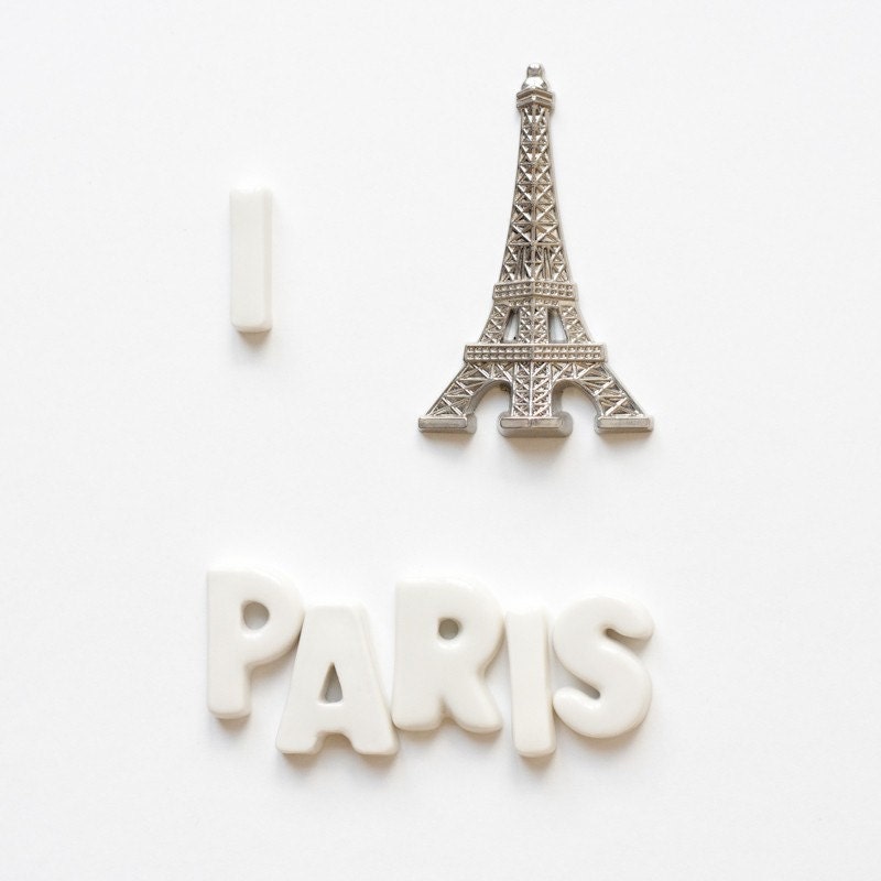 I Love Paris Poster (Eiffel Tower) - 8 x 8 - Fine Art Photography print - Wall Art French Parisian home decor White Photo