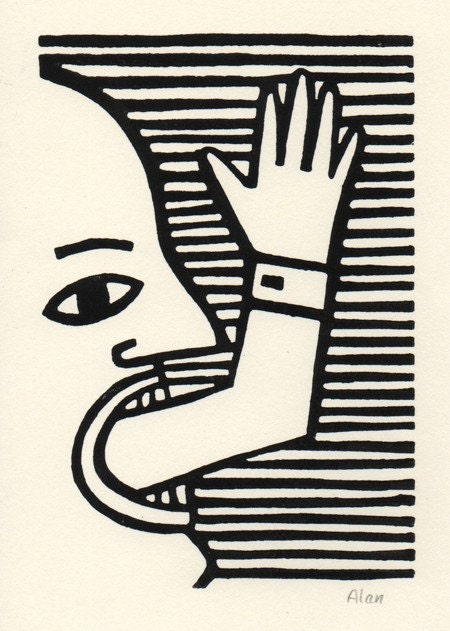 Handy. Linocut