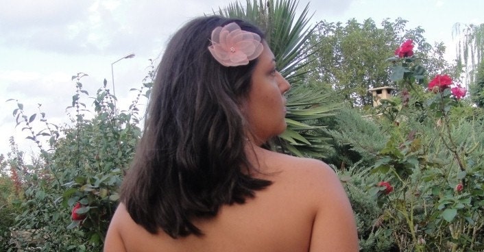 romantic salmon love rose blossom flower bobby pin