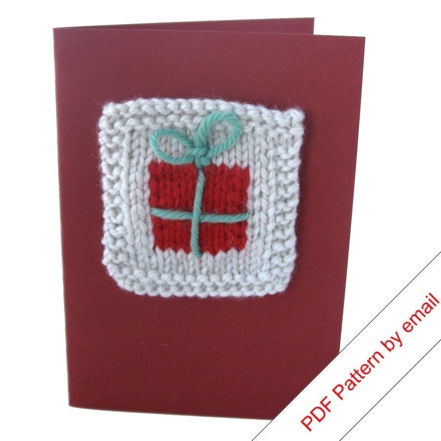 Knitted Greeting Cards Patterns PDF. Knit Your Own Cards. Heart, Gift, Tree, and Snowflake Designs