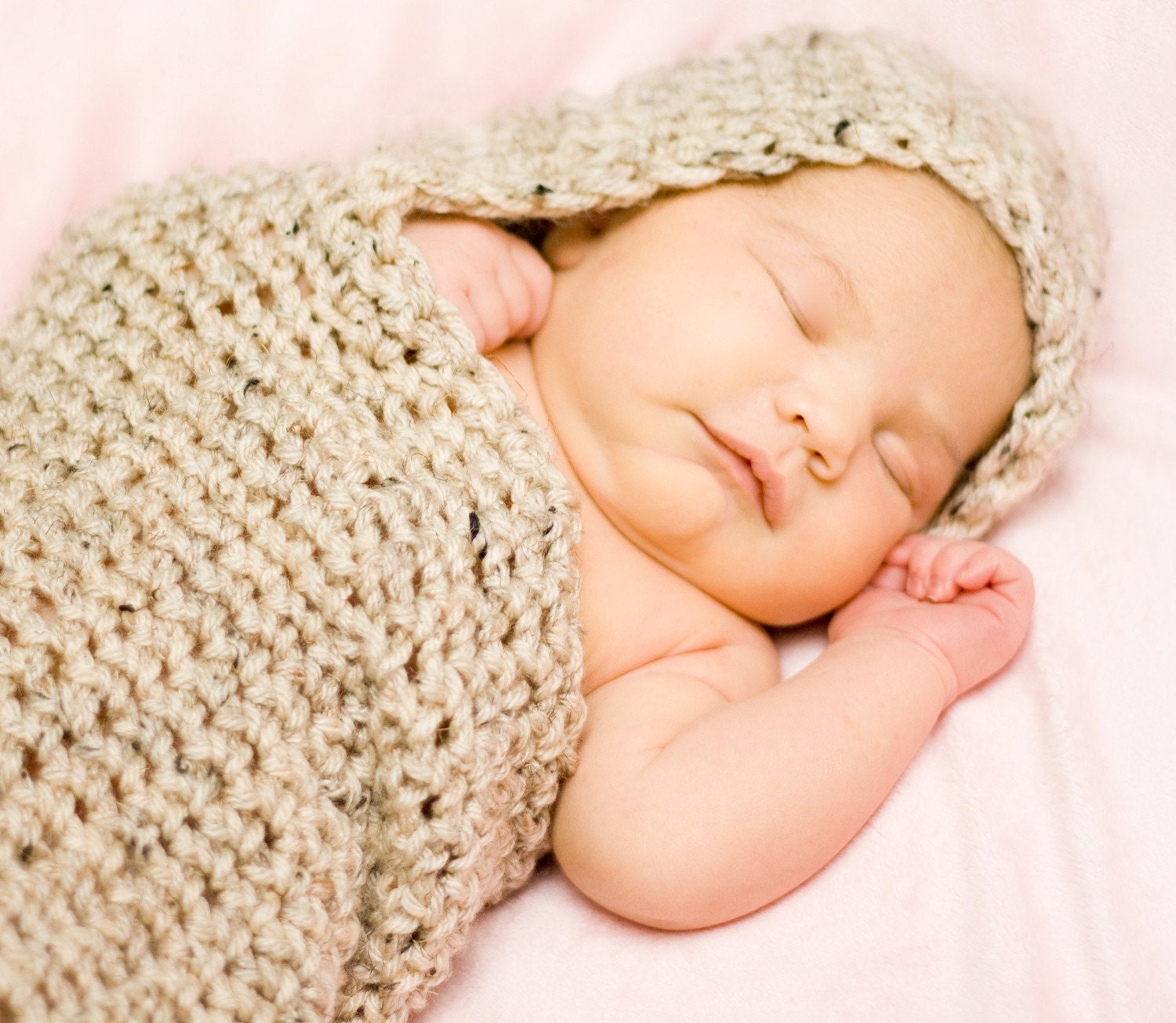Hand Crocheted Hooded Cocoon Photo Prop Baby Newborn Treasury Item