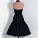 1950's Vintage Seductive Midnight-Black Satin Designer-Couture Sweetheart Low-Plunge Halter Nipped-Waist Rockabilly Ballerina-Cupcake Hourglass Sculpted-Sash Fishtail Circle-Skirt Mermaid Bombshell Formal Wedding Evening Cocktail Party Dress