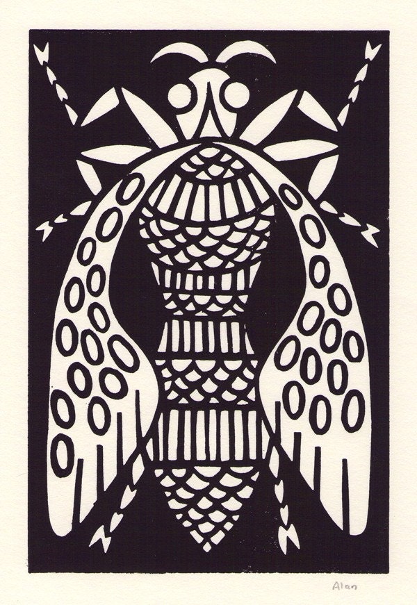 Fancy fly. Linocut