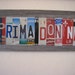 Prima Donna upcycled recycled license plate art sign Italian opera DIVA fleur de lis STAR red blue mounted on barn wood tomboyART OOAK