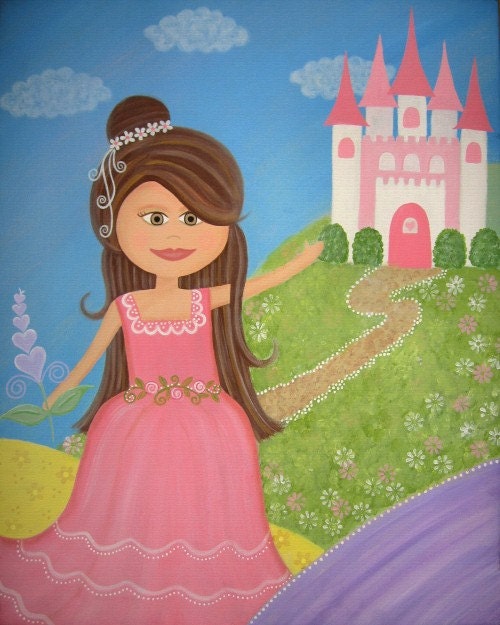 Princess Castle Kids Wall Art for Kids Room Art - Girls Kids Art Prints from Original Kids Paintings by TwoLittleWitches