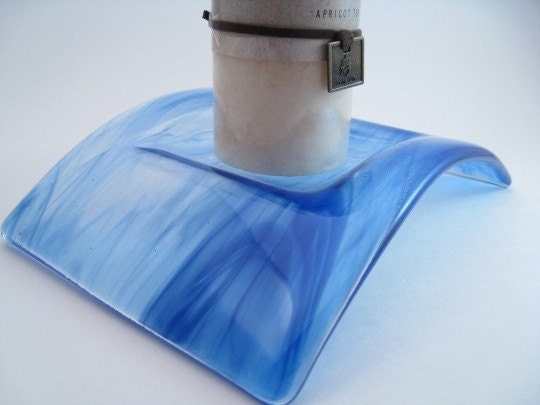 Fused Glass Candle Holder - Blue Breeze