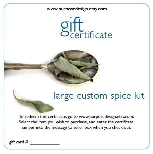 gift certificate for large custom spice kit
