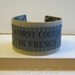 Vintage Book Cover Cuff  - A First Course in French - Eco Friendly - Extra Large - Men, Guys, Brother, Boyfriend, Husband, Father's Day