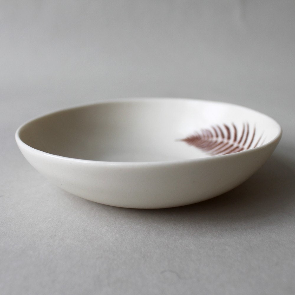 small dessert bowl with fern