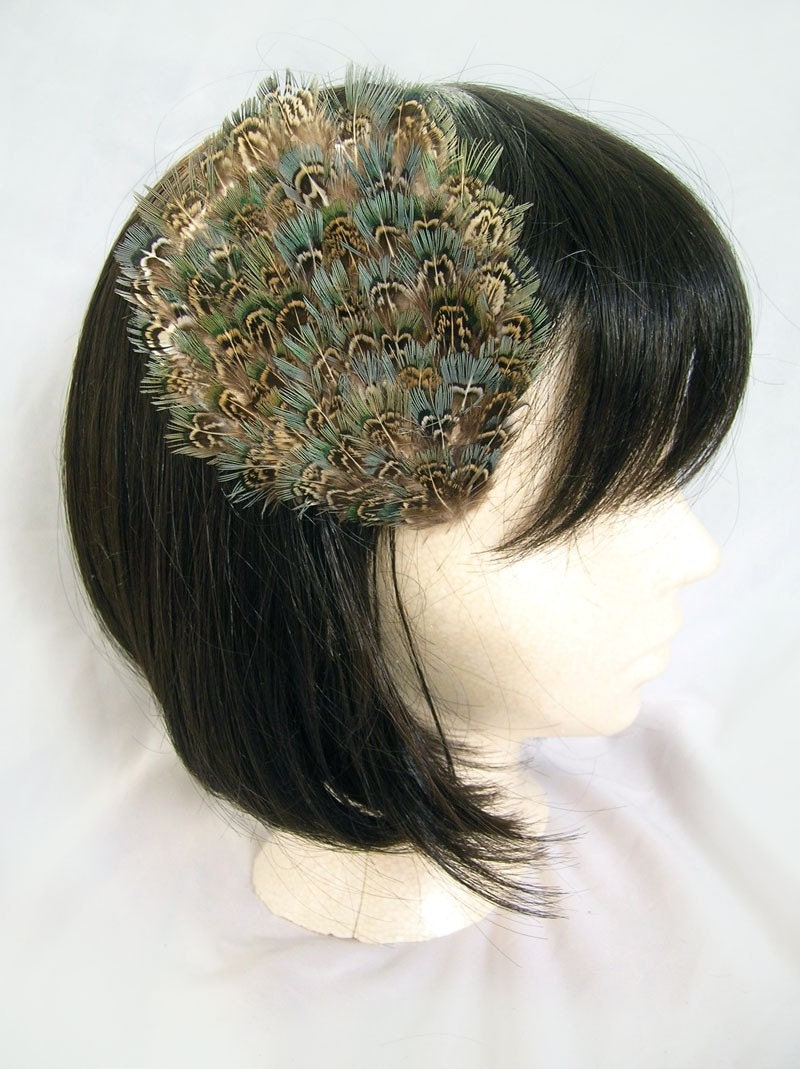 Partridge feather  fascinator - OASIS design 1920s cocktail hair accessories -  Choose headband, comb, or  hair clip