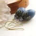 Blue Gentian Earrings - Vintage Bead, Crystal & Brass