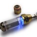 Industrial Steampunk vintage glass vacuum tube USB thumb drive 4gb antique watch parts gears, flash drive, lights up with blue LED brass copper silver, computer, portable data, original design by Steampunk Nation
