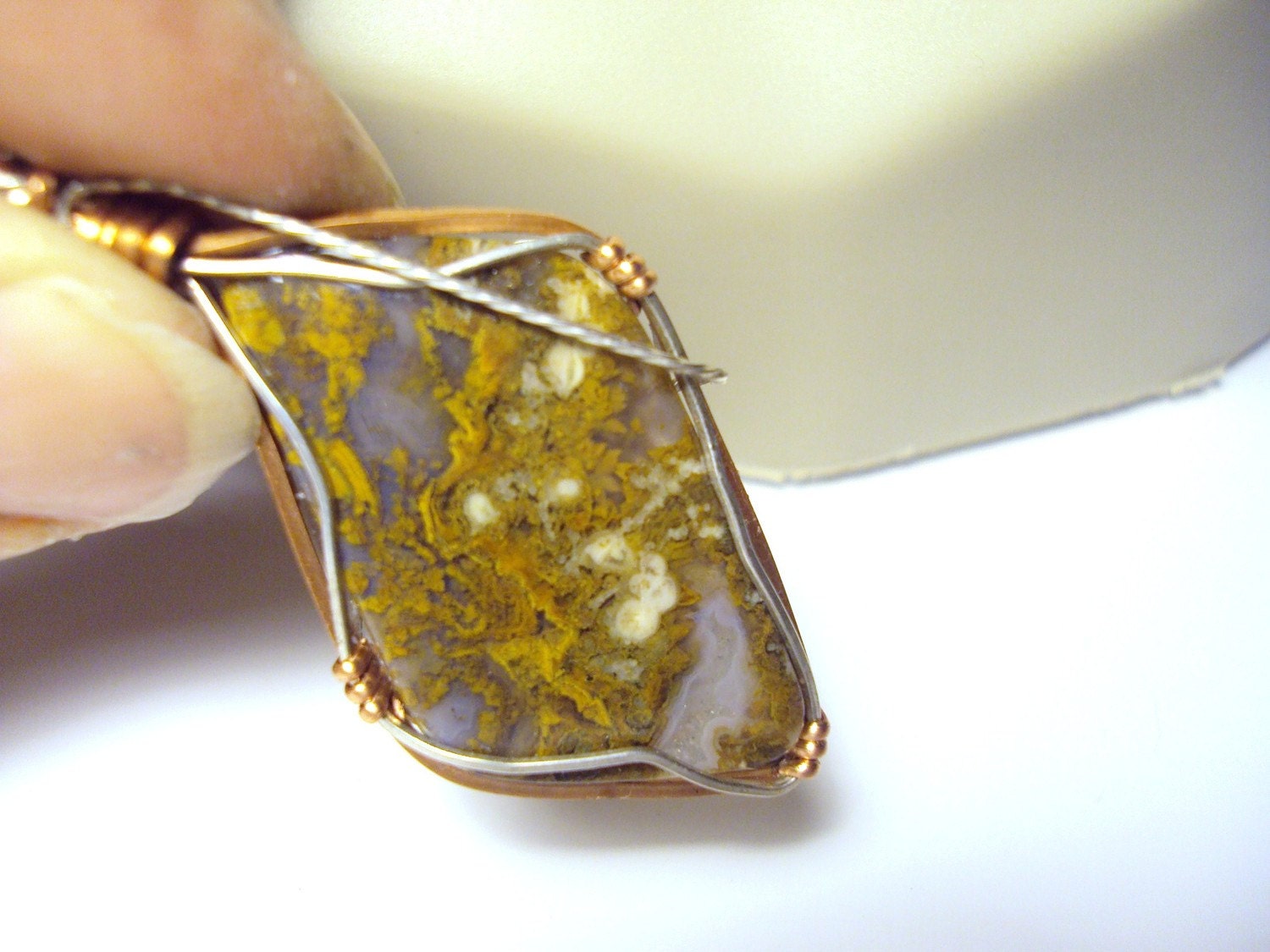 Necklace Pendant Pietersite in Copper and Fine Silver