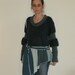 Upcycled woman's clothing in shadows of sea made from recycled clothing Eco friendly style Reconstructed sweater Spring fashion
